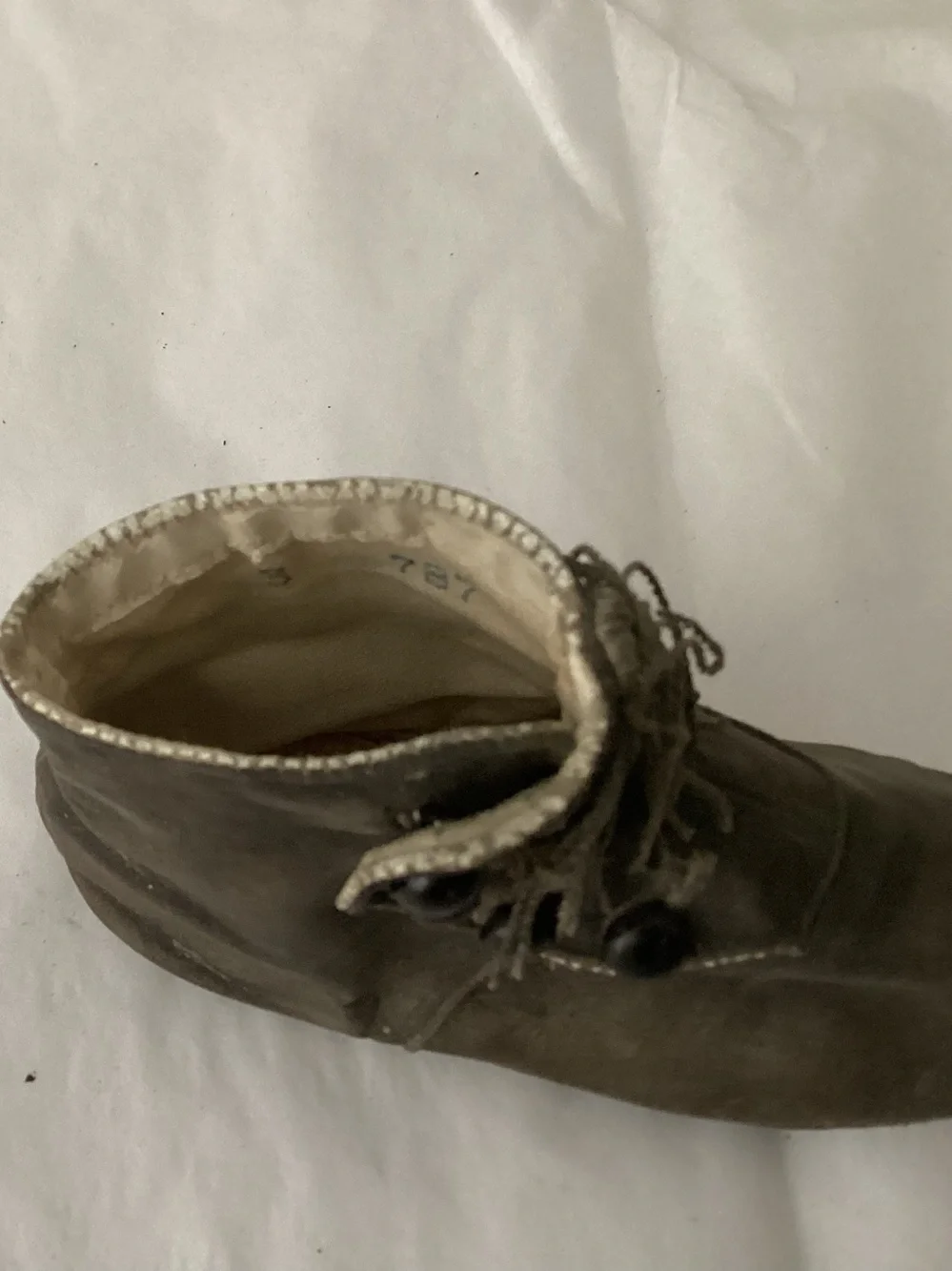 Antique Victorian Mid-19th Century baby’s footwear with high-button boot